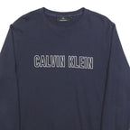 CALVIN KLEIN Mens Navy Blue Sweatshirt Crew Neck M Logo Print