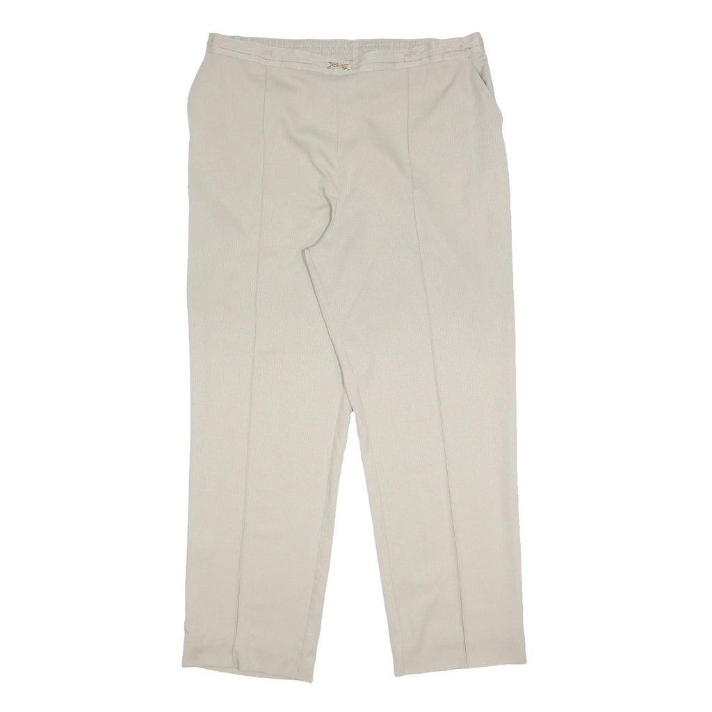 M&S Womens Regular Fit Beige Polyester Trousers W36 L29 Zip Closure Straight Leg