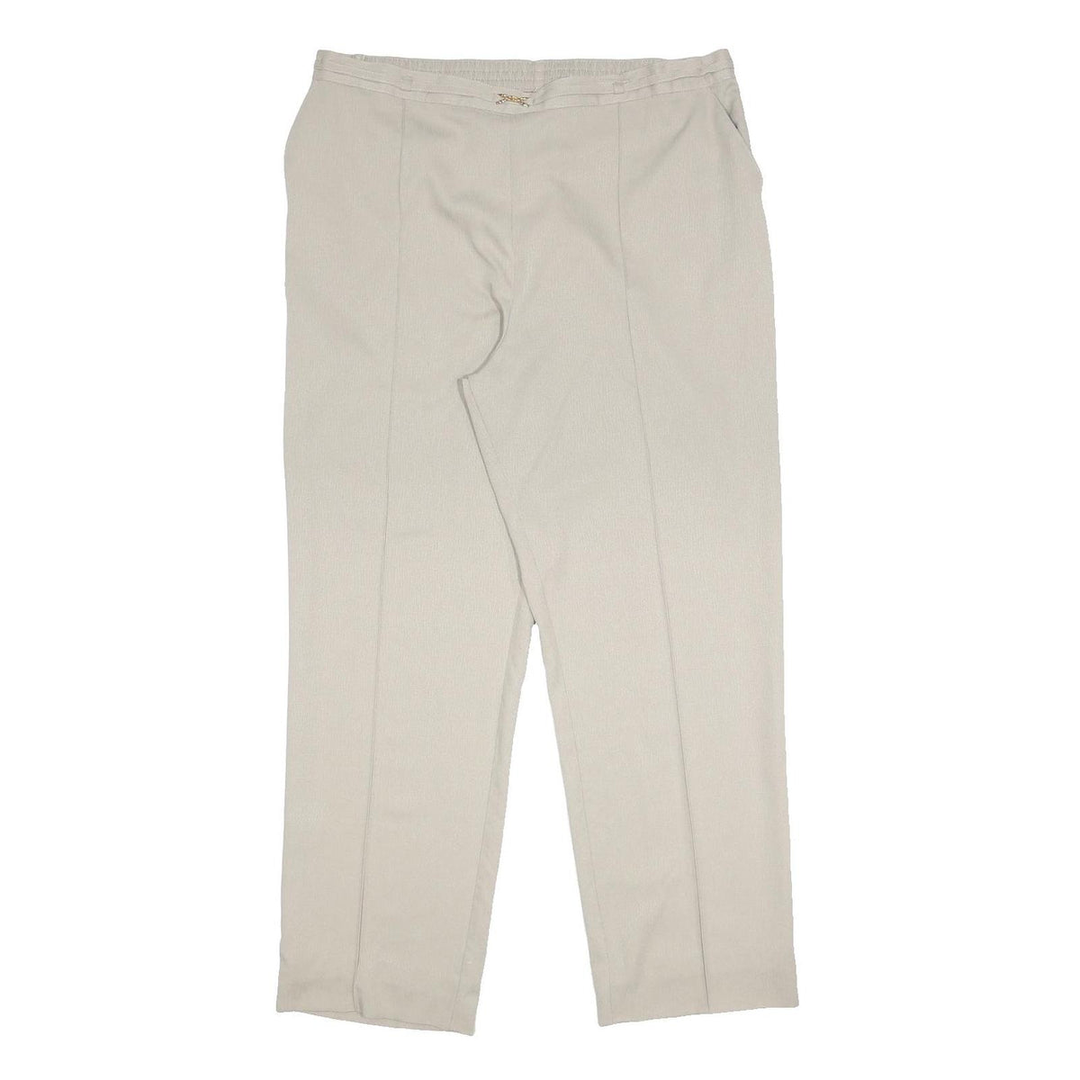 M&S Womens Regular Fit Beige Polyester Trousers W36 L29 Zip Closure Straight Leg