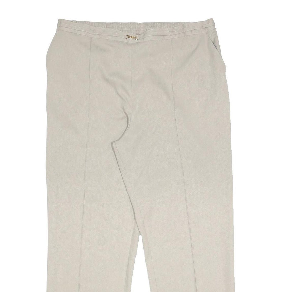 M&S Womens Regular Fit Beige Polyester Trousers W36 L29 Zip Closure Straight Leg