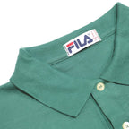 FILA Mens Green Short Sleeve Plain Cotton Polo Shirt L Casual Classic