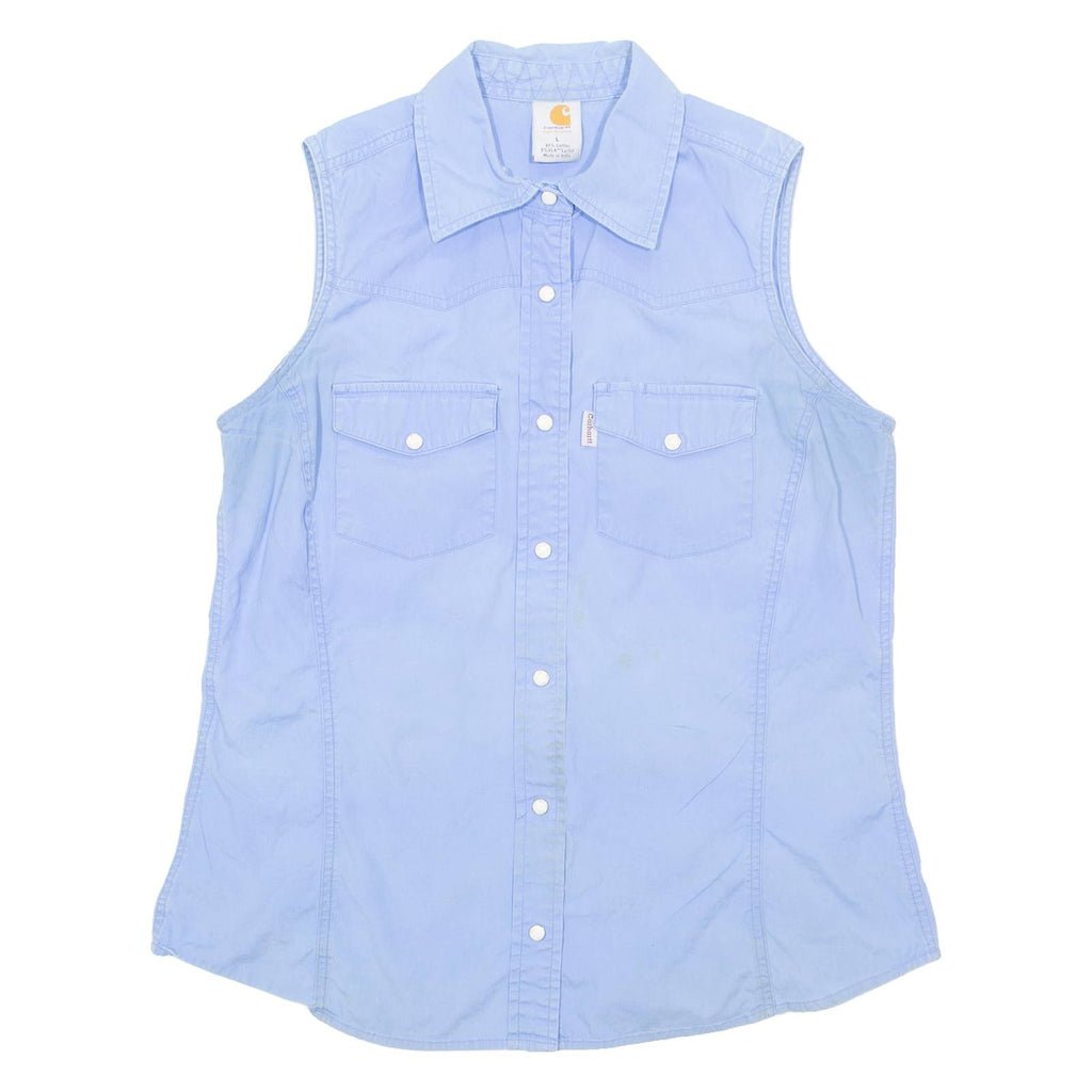 CARHARTT Womens Plain Shirt Blue Sleeveless L