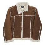 OSCAR SPORTS Womens Brown & Cream Faux Shearling Jacket M Polyester Zip Coat