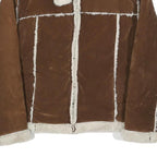 OSCAR SPORTS Womens Brown & Cream Faux Shearling Jacket M Polyester Zip Coat