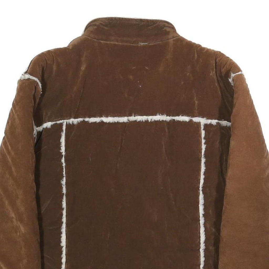 OSCAR SPORTS Womens Brown & Cream Faux Shearling Jacket M Polyester Zip Coat