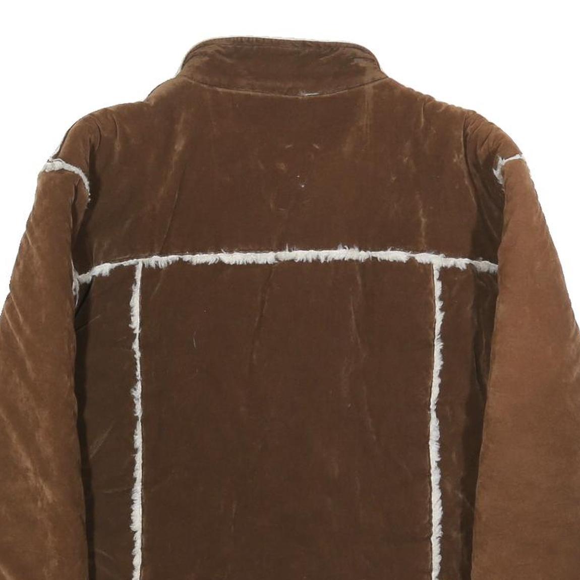 OSCAR SPORTS Womens Brown & Cream Faux Shearling Jacket M Polyester Zip Coat