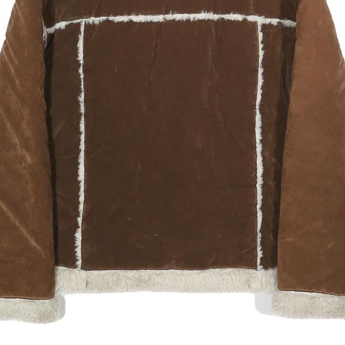 OSCAR SPORTS Womens Brown & Cream Faux Shearling Jacket M Polyester Zip Coat