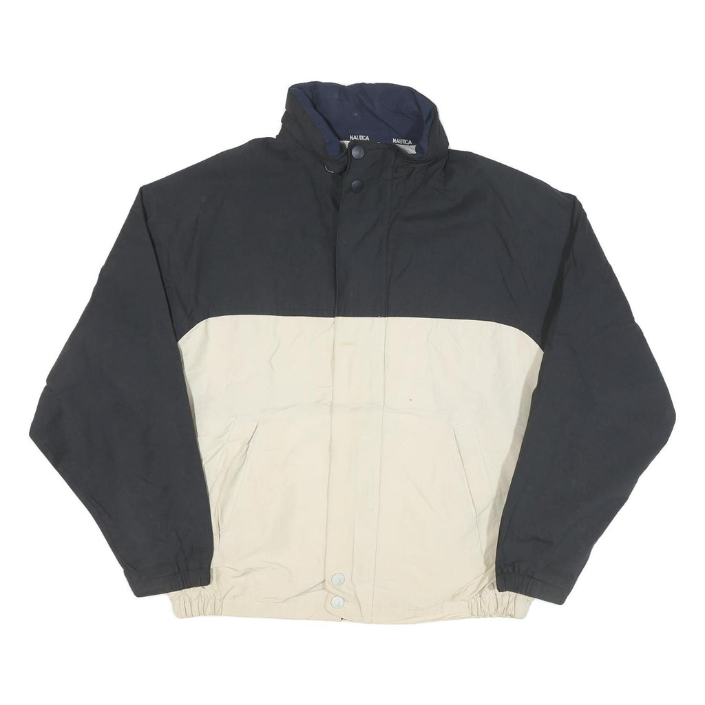 NAUTICA Mens Black & Cream Colourblock Jacket 2XL Polyester Blend Zip