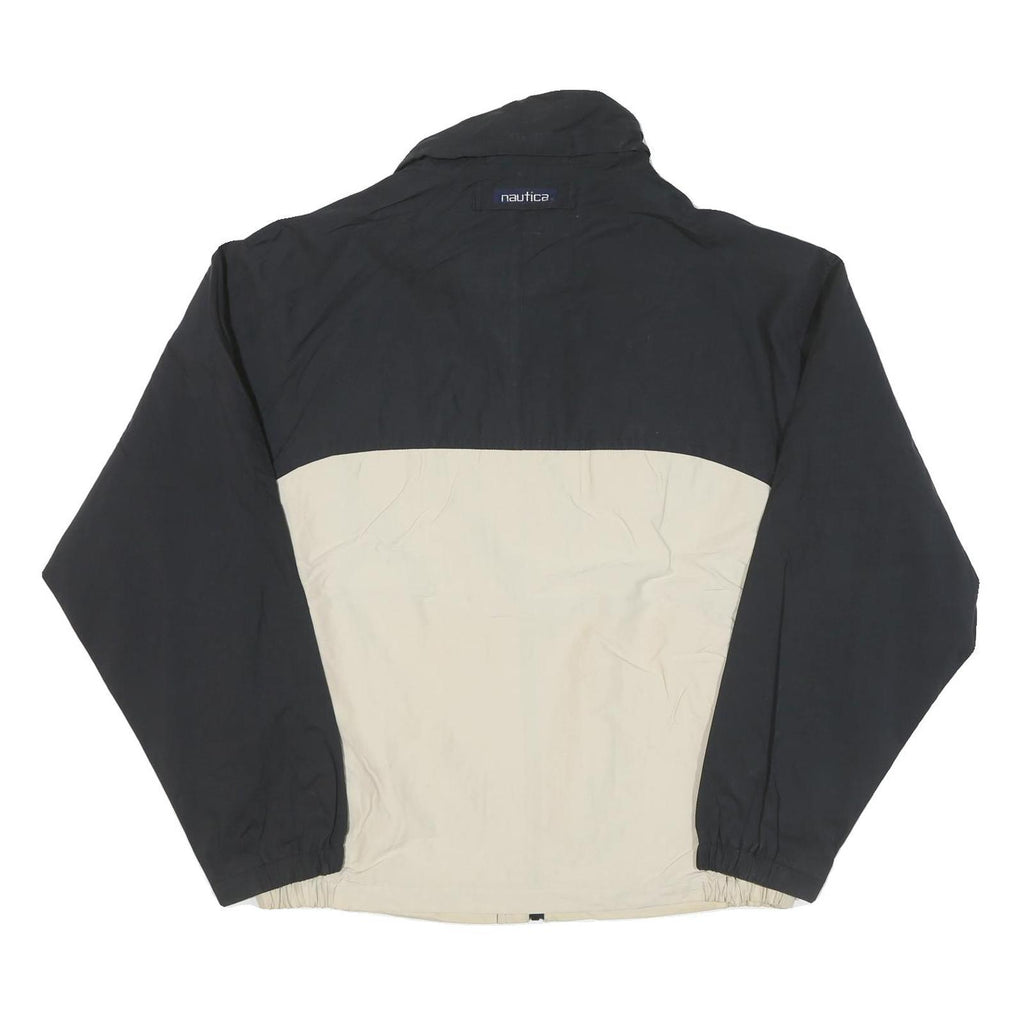 NAUTICA Mens Black & Cream Colourblock Jacket 2XL Polyester Blend Zip