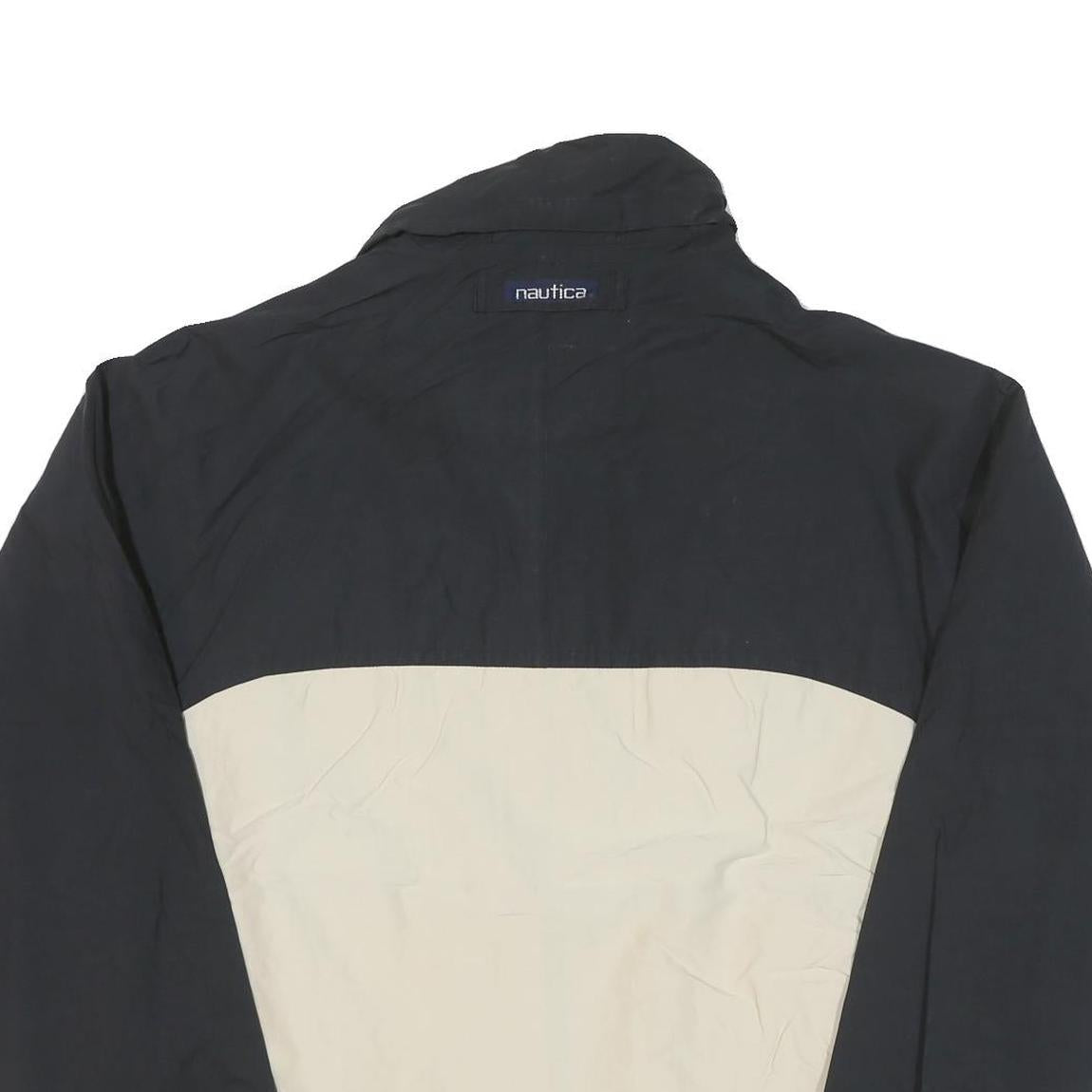 NAUTICA Mens Black & Cream Colourblock Jacket 2XL Polyester Blend Zip