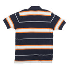 NAUTICA Mens Navy Blue & Orange Striped Short Sleeve Polo Shirt S Cotton Blend