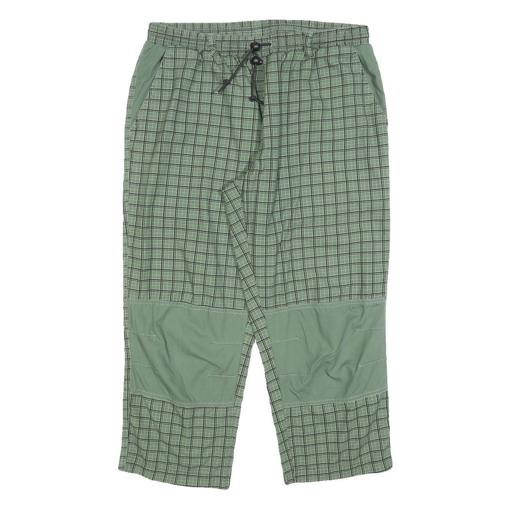 EAST COAST Mens Cotton Blend Green Check Relaxed Trousers W32 L24 Toggle Closure