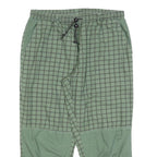 EAST COAST Mens Cotton Blend Green Check Relaxed Trousers W32 L24 Toggle Closure