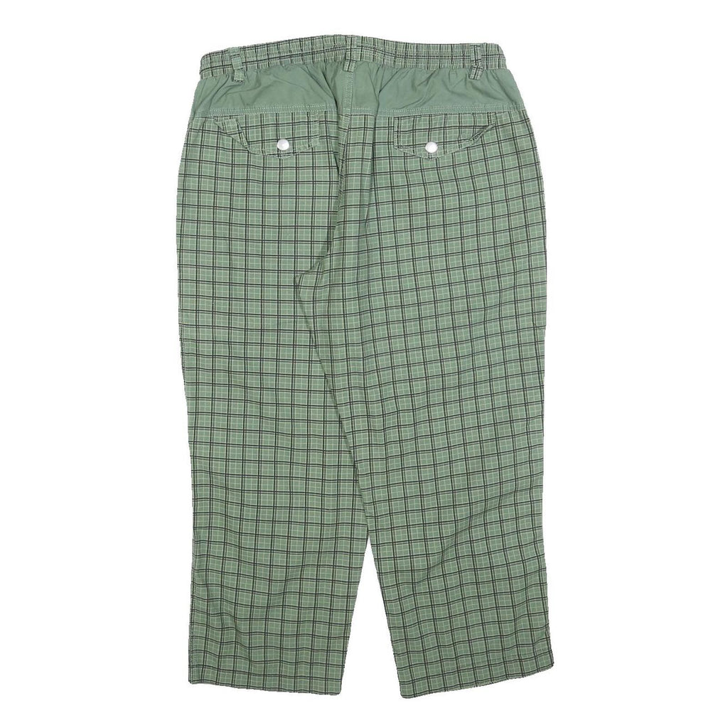 EAST COAST Mens Cotton Blend Green Check Relaxed Trousers W32 L24 Toggle Closure