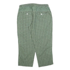 EAST COAST Mens Cotton Blend Green Check Relaxed Trousers W32 L24 Toggle Closure