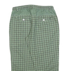 EAST COAST Mens Cotton Blend Green Check Relaxed Trousers W32 L24 Toggle Closure