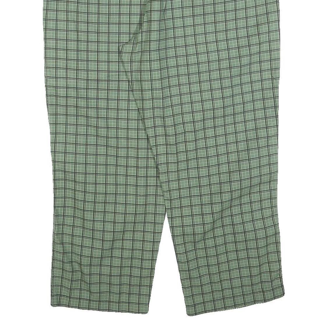 EAST COAST Mens Cotton Blend Green Check Relaxed Trousers W32 L24 Toggle Closure