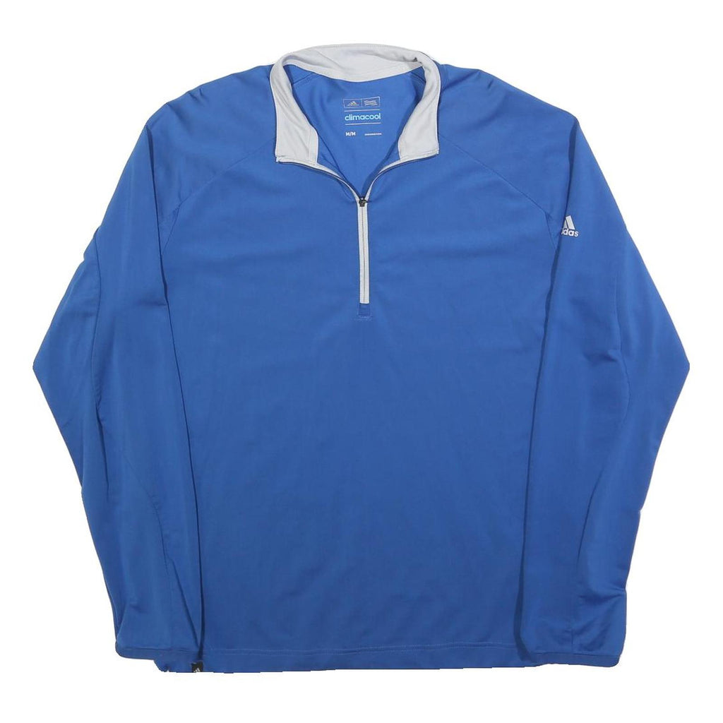 ADIDAS Mens Blue & Grey 1/4 Zip Sweatshirt M Climacool Sports Activewear