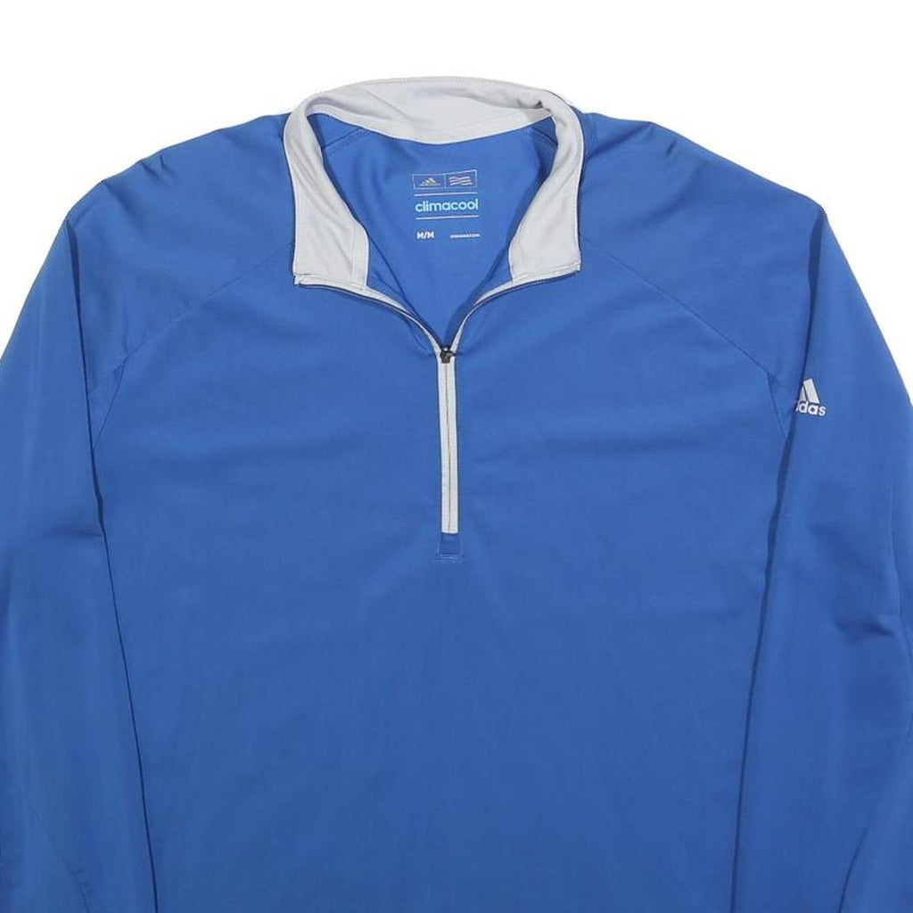 ADIDAS Mens Blue & Grey 1/4 Zip Sweatshirt M Climacool Sports Activewear