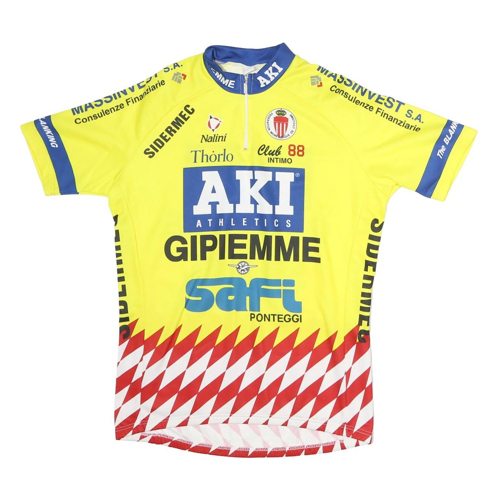 NALINI Mens Yellow Blue Cycling Jersey XL Short Sleeve Half Zip Race Wear