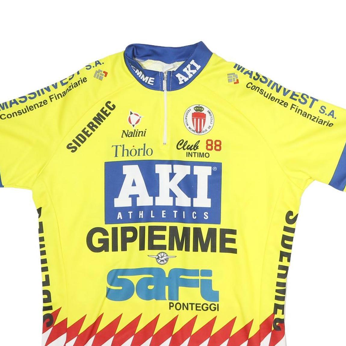 NALINI Mens Yellow Blue Cycling Jersey XL Short Sleeve Half Zip Race Wear