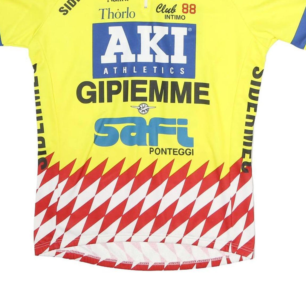 NALINI Mens Yellow Blue Cycling Jersey XL Short Sleeve Half Zip Race Wear