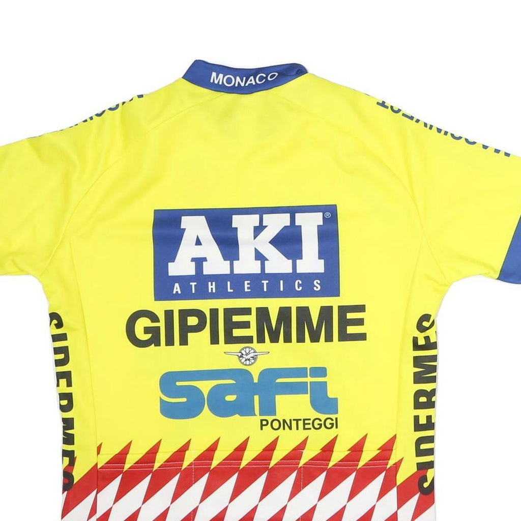 NALINI Mens Yellow Blue Cycling Jersey XL Short Sleeve Half Zip Race Wear