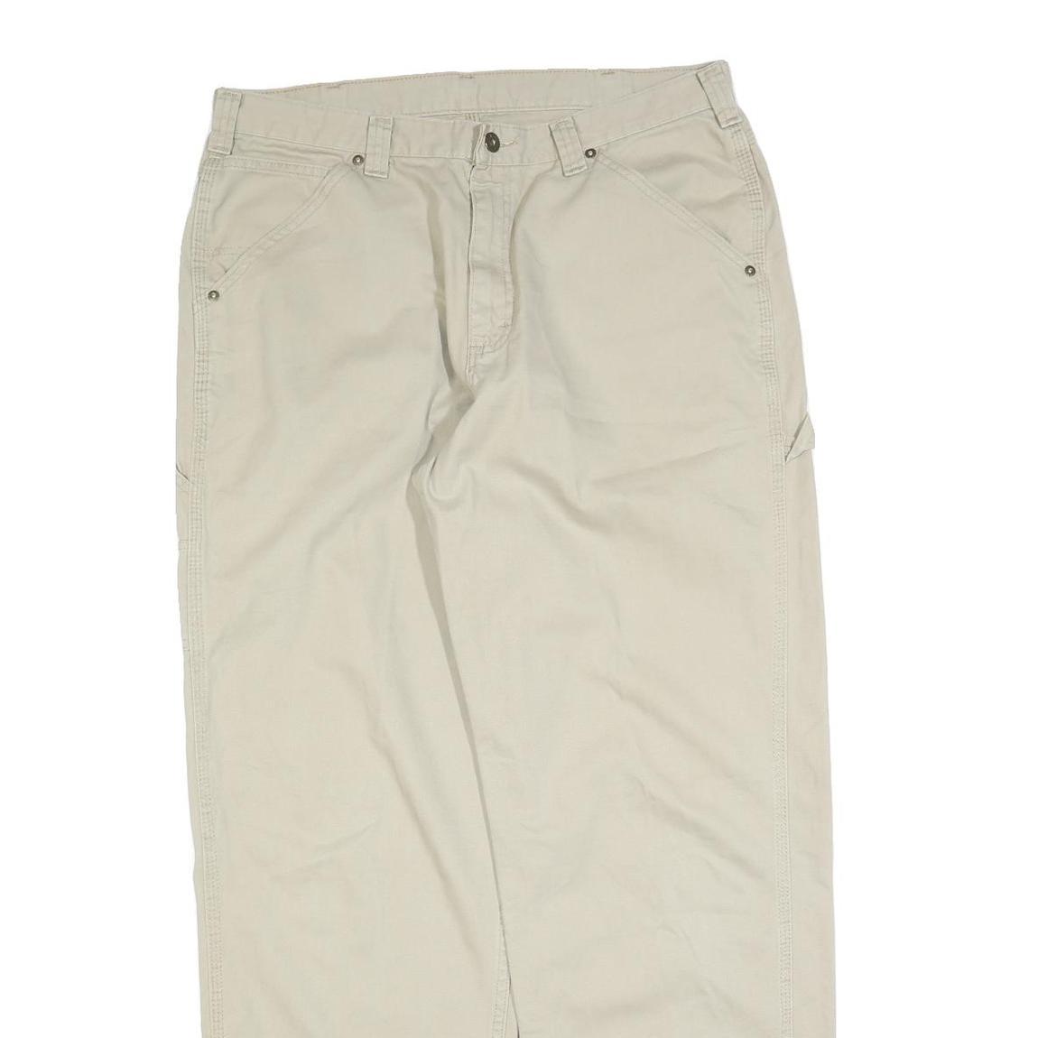 LEE Mens Regular Beige Cotton Blend Trousers W36 L31 Casual Zip Closure