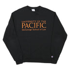 CHAMPION Mens Black University Of The Pacific Crew Neck L Cotton Sweatshirt