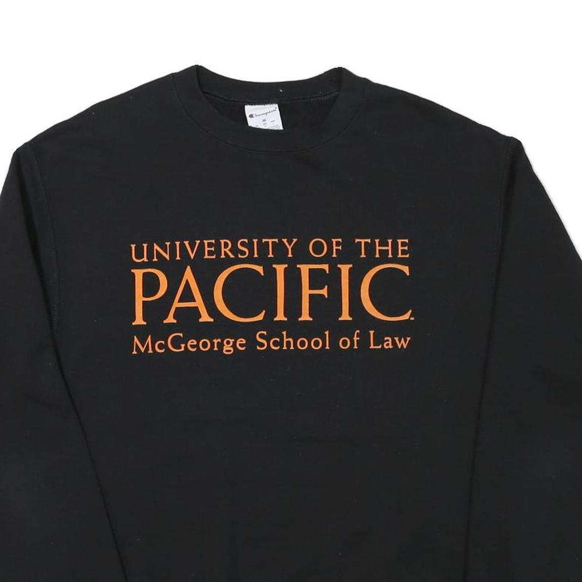 CHAMPION Mens Black University Of The Pacific Crew Neck L Cotton Sweatshirt