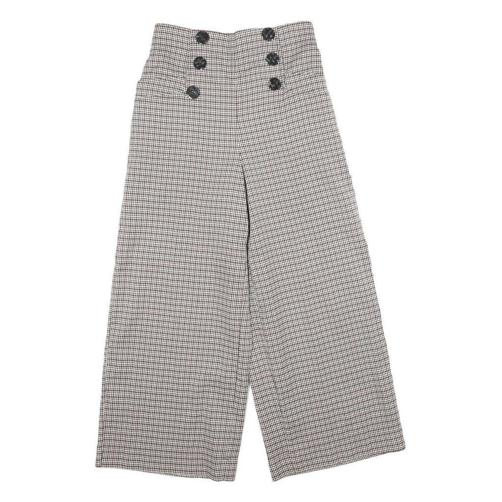 SANS SOUCI Womens Polyester Blend Brown & Cream Checked Regular Wide-Leg