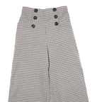 SANS SOUCI Womens Polyester Blend Brown & Cream Checked Regular Wide-Leg