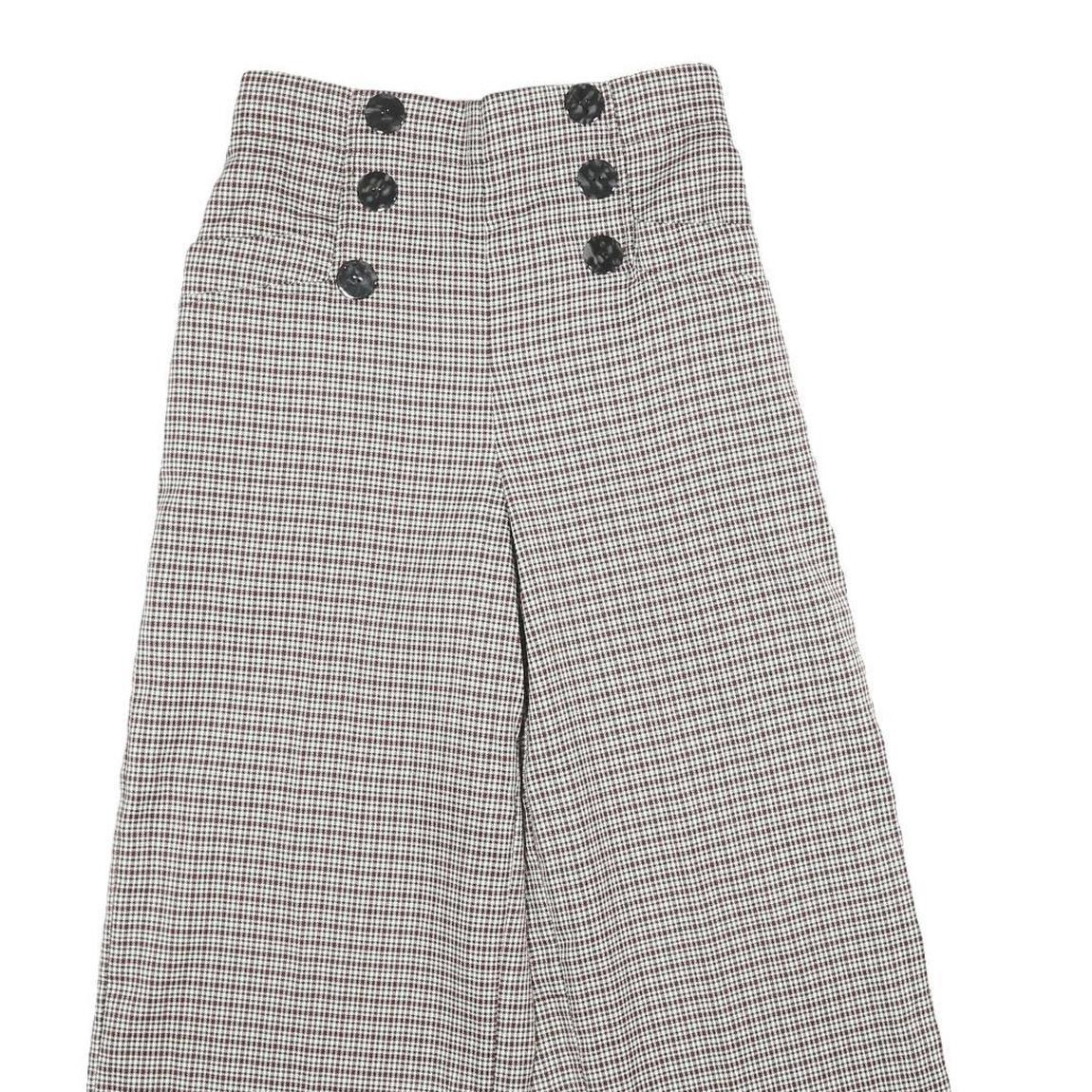 SANS SOUCI Womens Polyester Blend Brown & Cream Checked Regular Wide-Leg