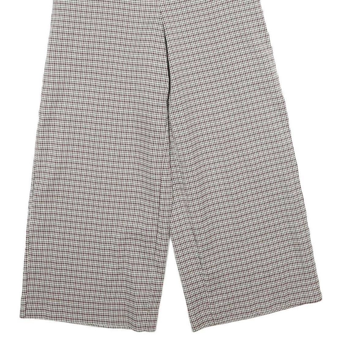 SANS SOUCI Womens Polyester Blend Brown & Cream Checked Regular Wide-Leg