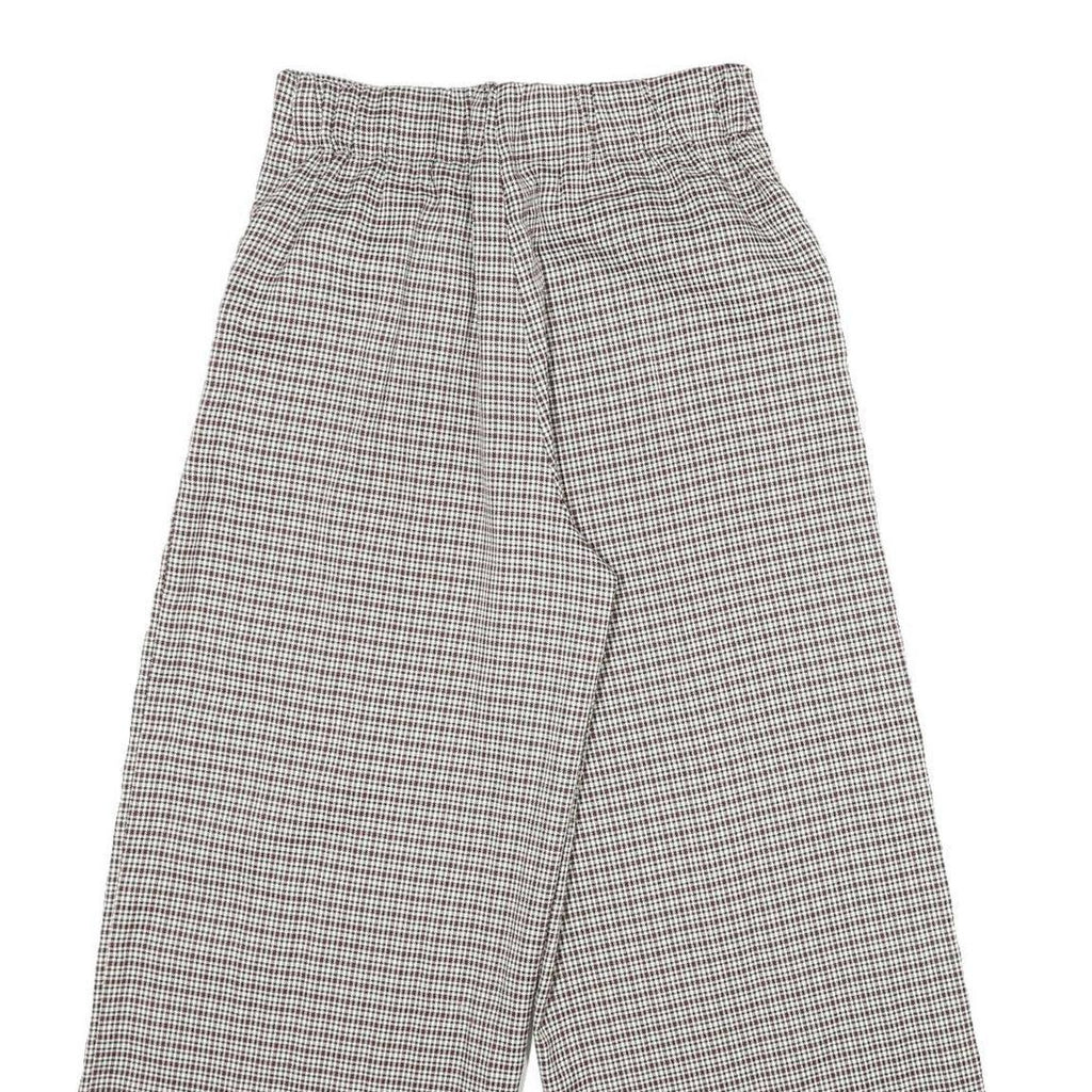 SANS SOUCI Womens Polyester Blend Brown & Cream Checked Regular Wide-Leg