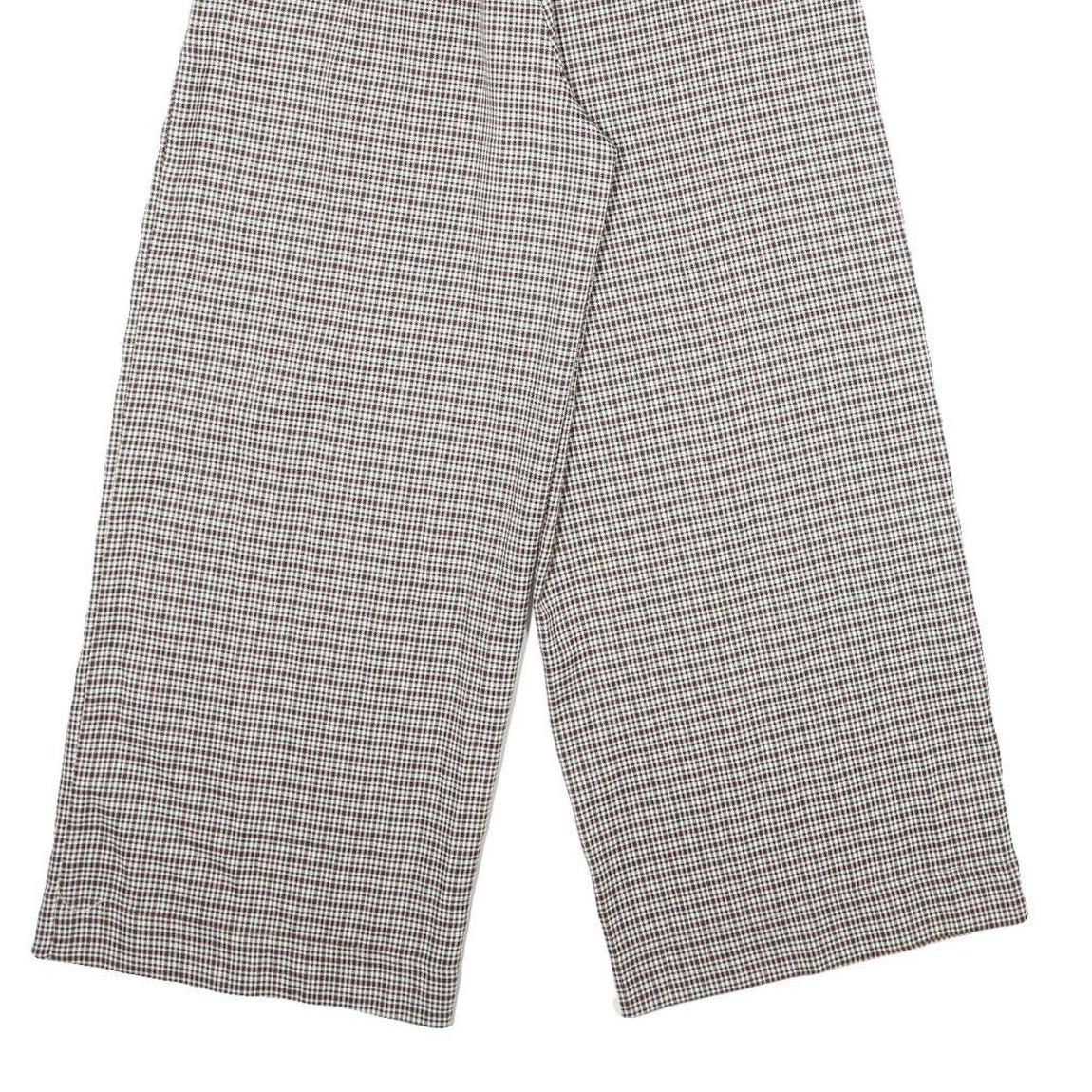 SANS SOUCI Womens Polyester Blend Brown & Cream Checked Regular Wide-Leg