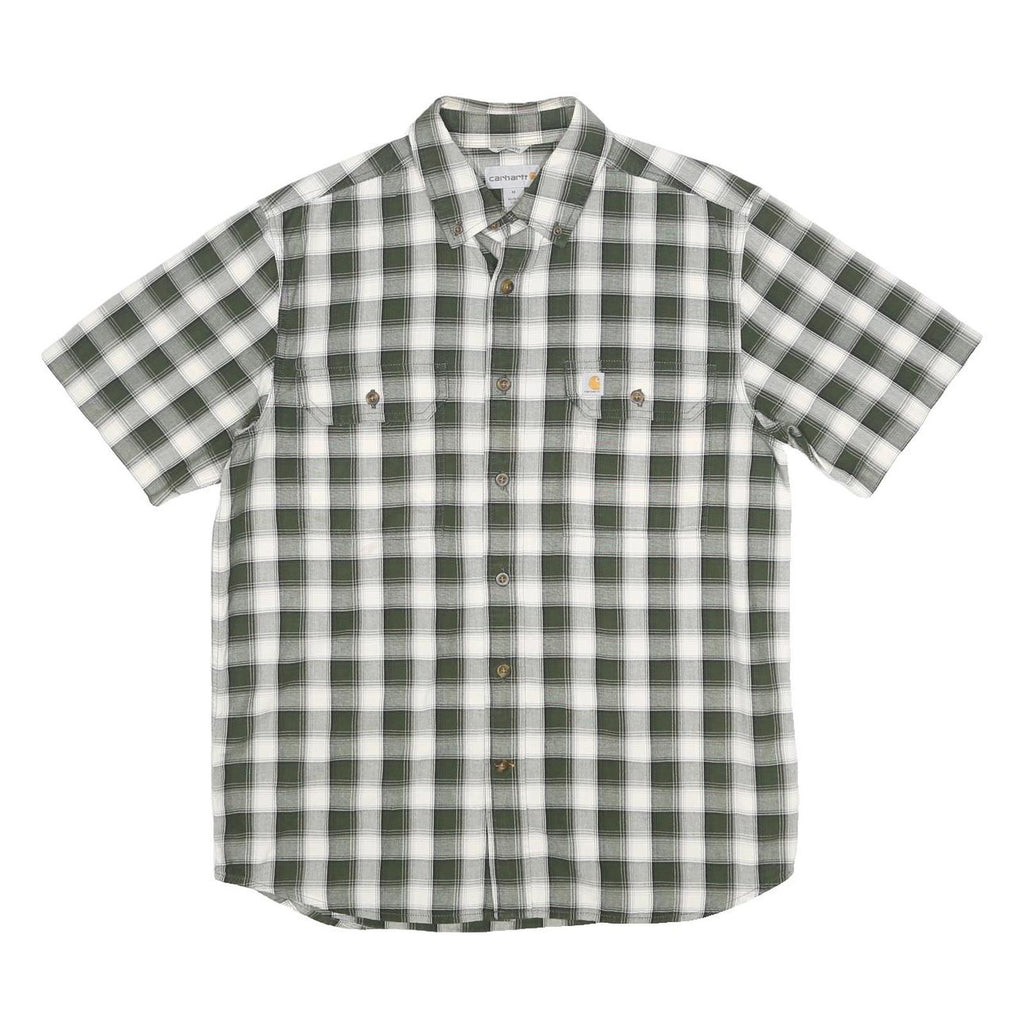 CARHARTT Mens Green & White Check Shirt M Cotton Casual Button-Down Short Sleeve