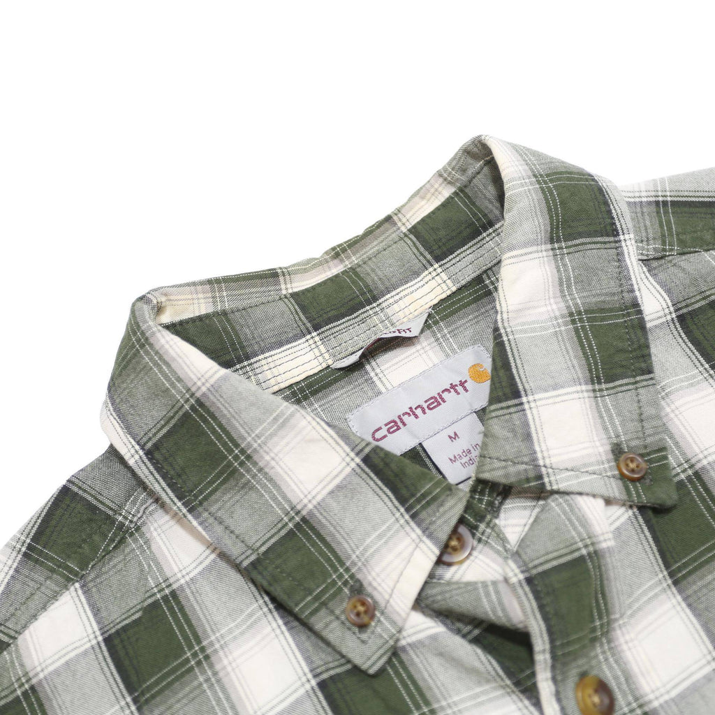 CARHARTT Mens Green & White Check Shirt M Cotton Casual Button-Down Short Sleeve