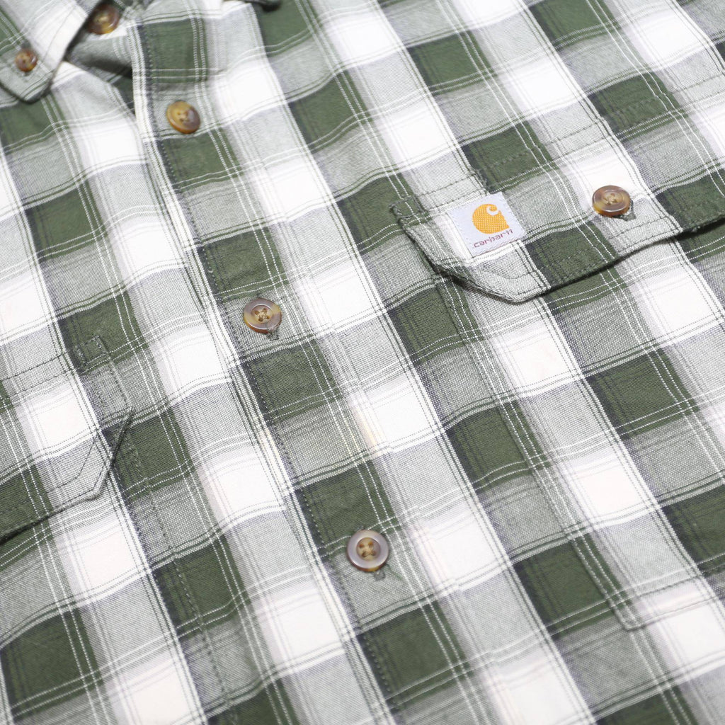 CARHARTT Mens Green & White Check Shirt M Cotton Casual Button-Down Short Sleeve