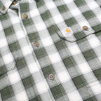 CARHARTT Mens Green & White Check Shirt M Cotton Casual Button-Down Short Sleeve