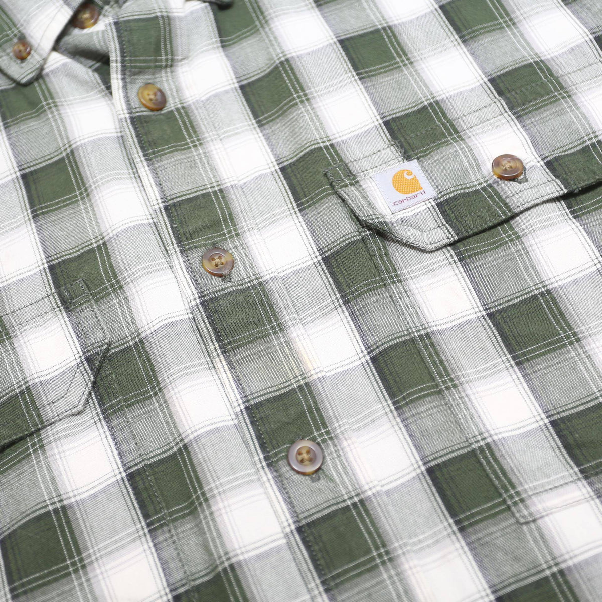 CARHARTT Mens Green & White Check Shirt M Cotton Casual Button-Down Short Sleeve