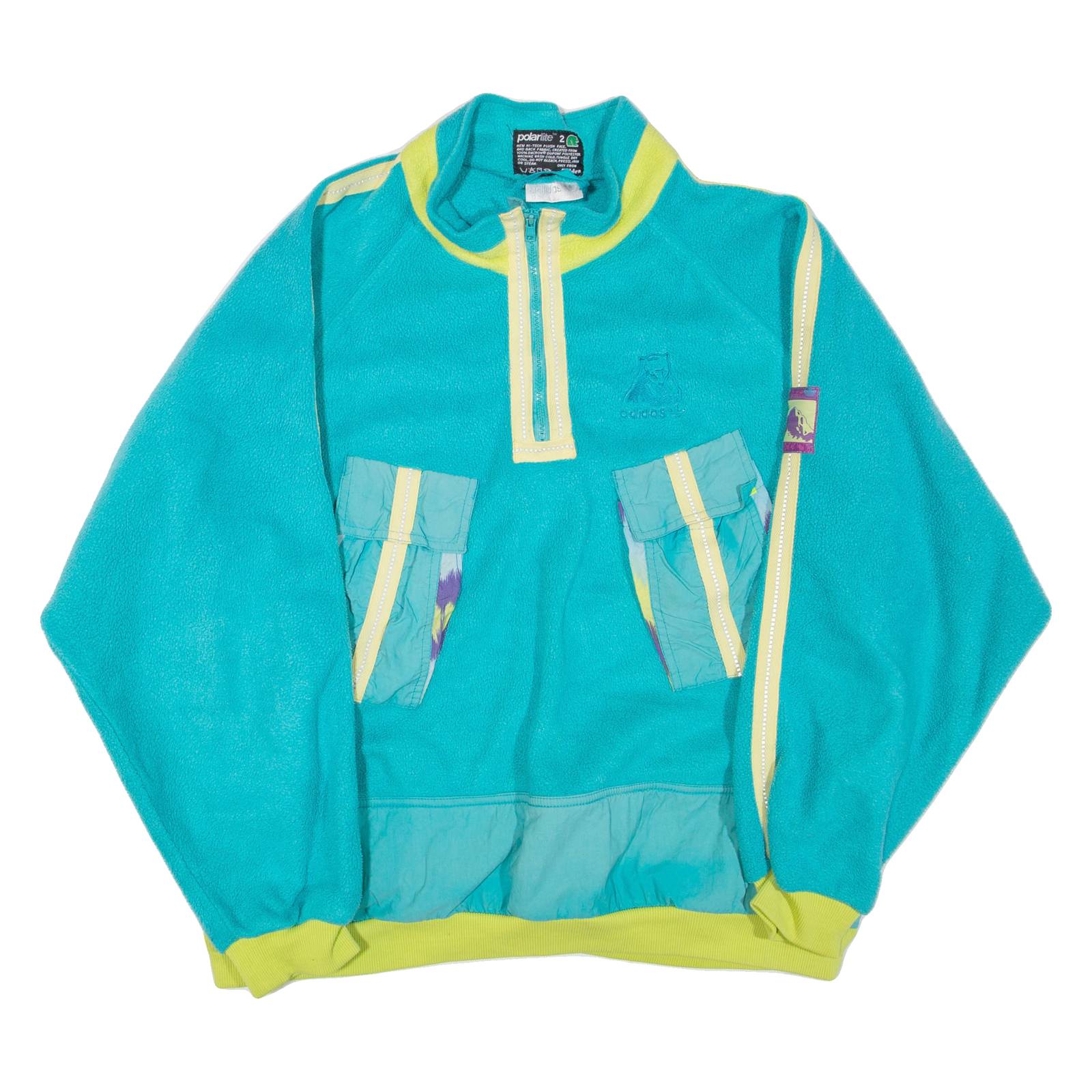 ADIDAS Polarlite 1/4 Zip Mens Fleece Jacket Blue 90s M