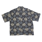 MANHATTAN Mens Black & Cream Floral Rayon Flannel Shirt XL Relaxed Short Sleeve