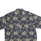 MANHATTAN Mens Black & Cream Floral Rayon Flannel Shirt XL Relaxed Short Sleeve