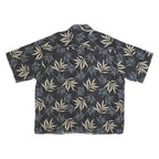MANHATTAN Mens Black & Cream Floral Rayon Flannel Shirt XL Relaxed Short Sleeve