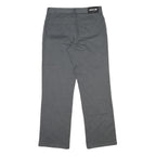 Grey Mens Regular Fit Straight Leg Cotton Blend Trousers W32 L31 Zip Closure