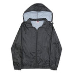 US BASIC Womens Black Outdoor Jacket M Nylon Plain Zip Hooded Lightweight