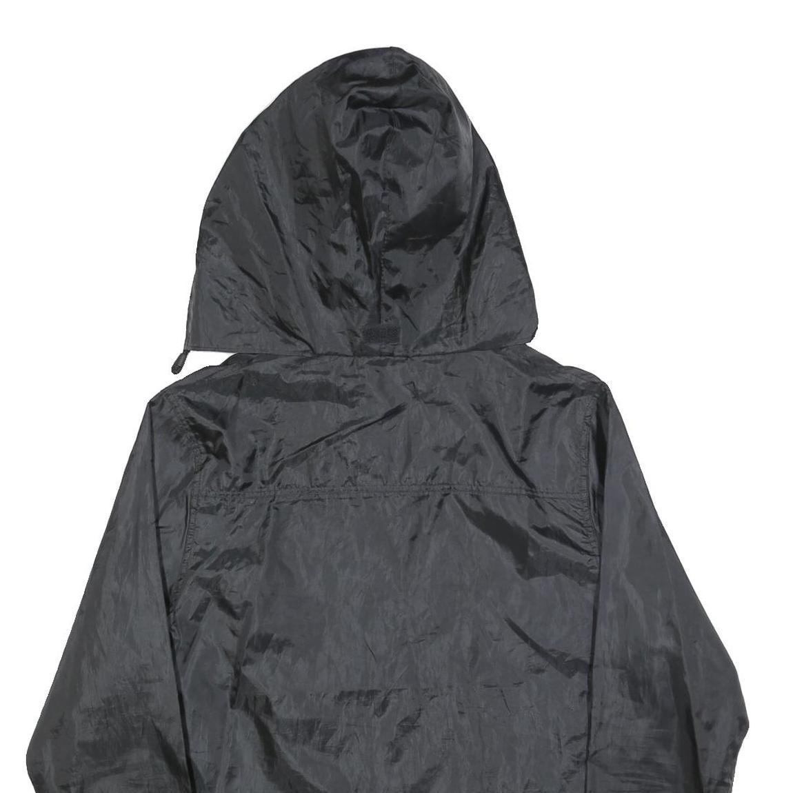 US BASIC Womens Black Outdoor Jacket M Nylon Plain Zip Hooded Lightweight