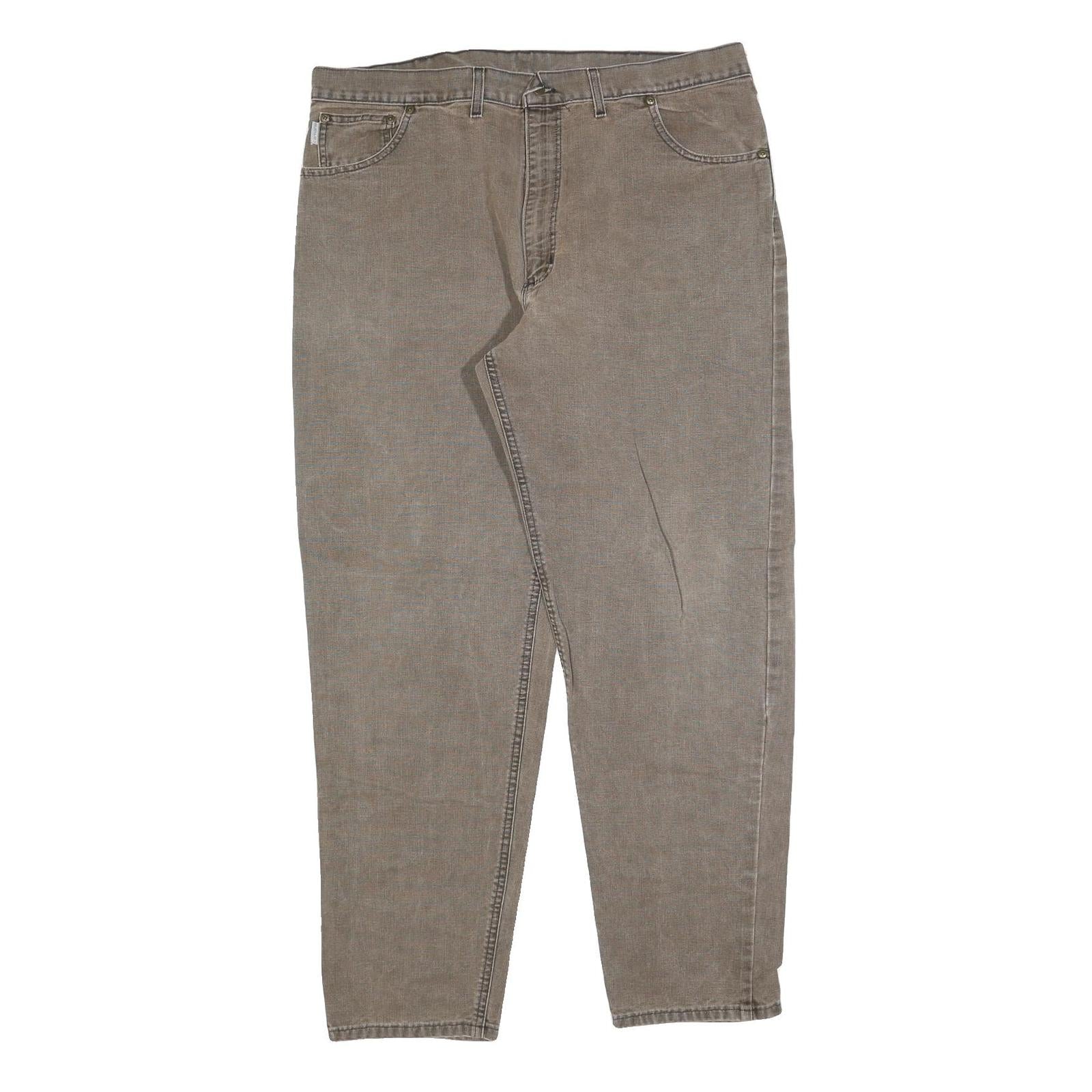 CARHARTT Mens Jeans Brown Relaxed Straight Denim W40 L32 Workwear Durable Zip