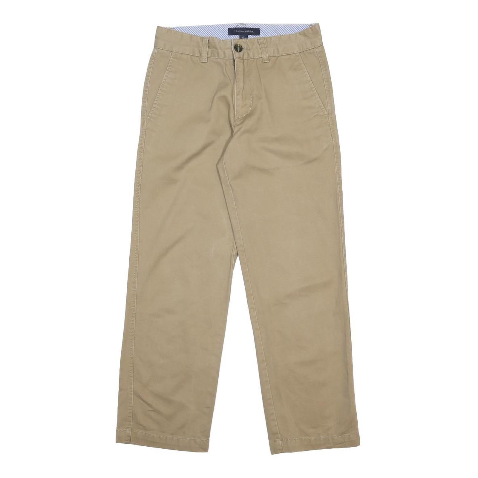 TOMMY HILFIGER Womens Cotton Beige Regular Fit Straight Trousers W26 L25 Classic